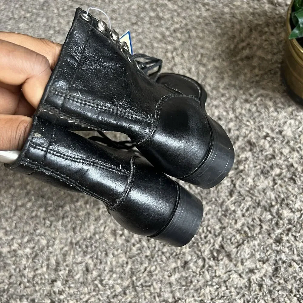 Vintage Buffalo Gap Kids Black Western Boots Kiltie Lace Up Size 10 New